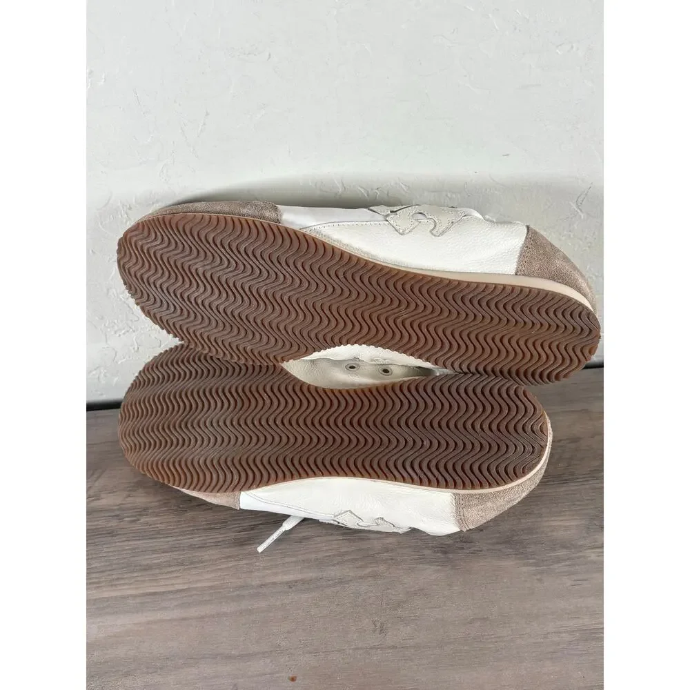Tory Burch Bicolor Mixed Calf Leather Nylon Trainer Sneakers White Ivory Wms 9.5